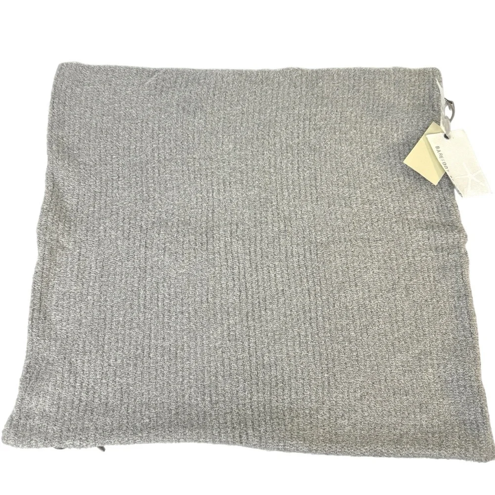 BAREFOOT DREAMS Heathered Ribbed Pillow Cover NEW Pewter Pearl RARE
